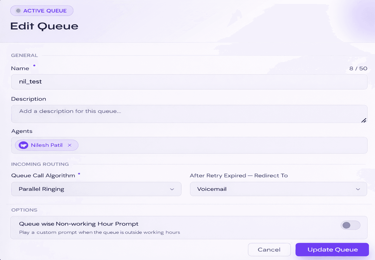 Parallel Dialing Control View